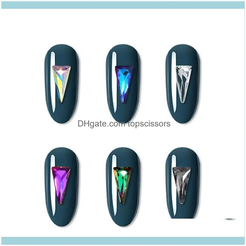 Nail Art Decorations 10pcs 3D Triangle Holo Sets Glitter Shiny Stone DIY Manicure Crystal Rhinestone Accessory