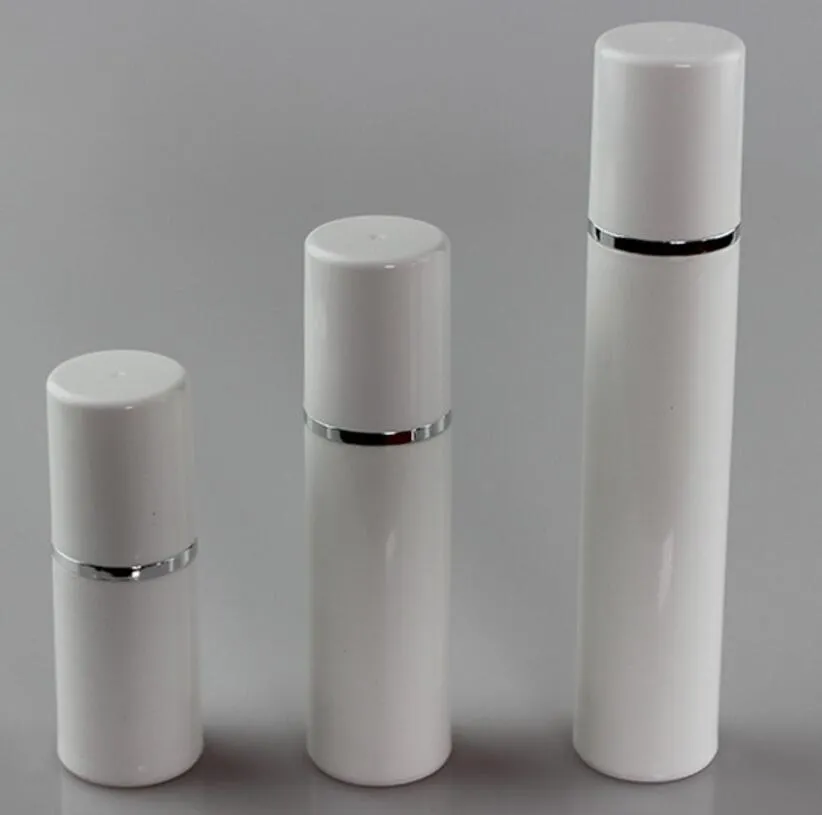 15 ml 30 ml 50 ml PP Plastic Airless Flessen Wit Airless Vacuümpomp Lotion Fles met Silver Line