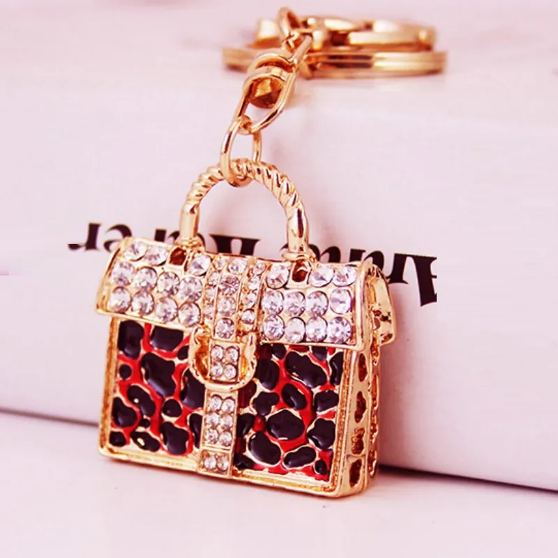 Bling Bling Crystal Torba Breloczki Stop Materiał Torebka Kształt Keychain Metal Key Ring Exquisite Fashion Gifts