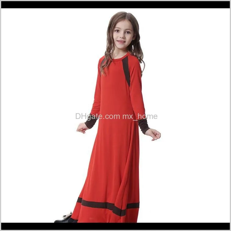 new winter autumn thick warm dress muslim long-dress age for 4 - 14 years teenage girls children clothes girls knit frocks 201029