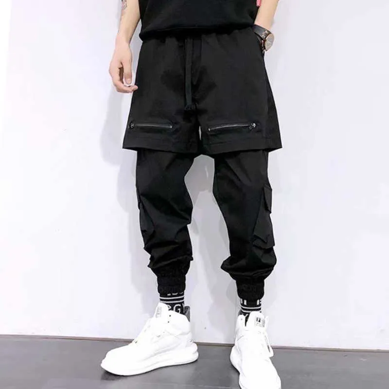 2021 Pantaloni da uomo neri Elastico in vita Streetwear Pantaloni sportivi Hip Hop punk Pantaloni casual Pantaloni da jogging Y0927