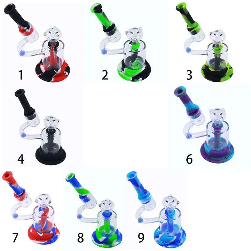 Mikroskop Design Glas Bong mit 14mm Schüssel 8" Mini Bongs Rauchpfeife Filter Bubbler Silikon Wasserpfeifen mit Geschenkbox Verpackung