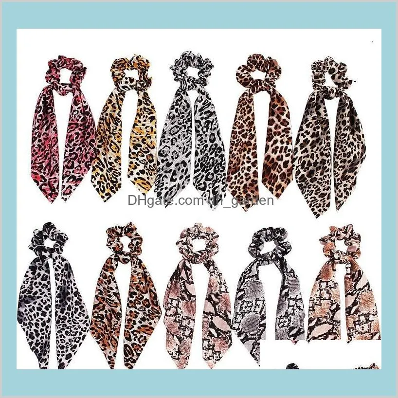 Andra evenemangsfestfestleveranser Home Garden Women Girl Elastic Hairbands Scrunchie Streamer Accessories Scrunchies Leopard Print Ch Ch