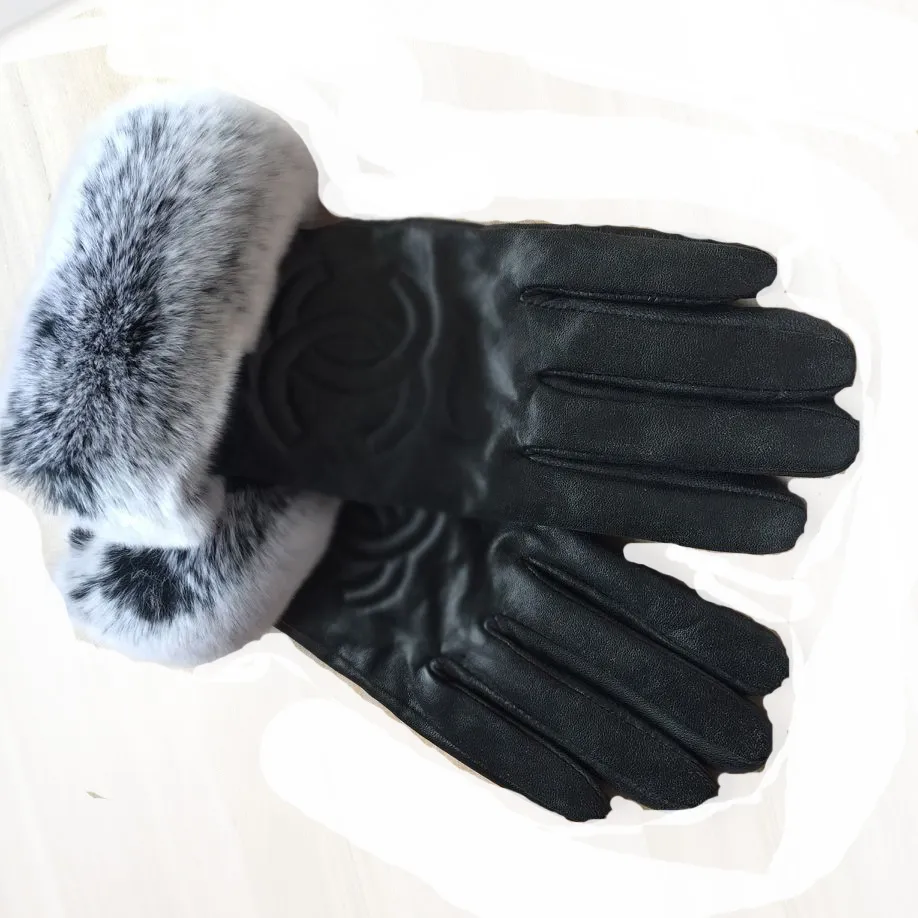 Зимние кожаные перчатки и шерстяной сенсорный экран кожа кролика Холодная теплая овчарная кожа.