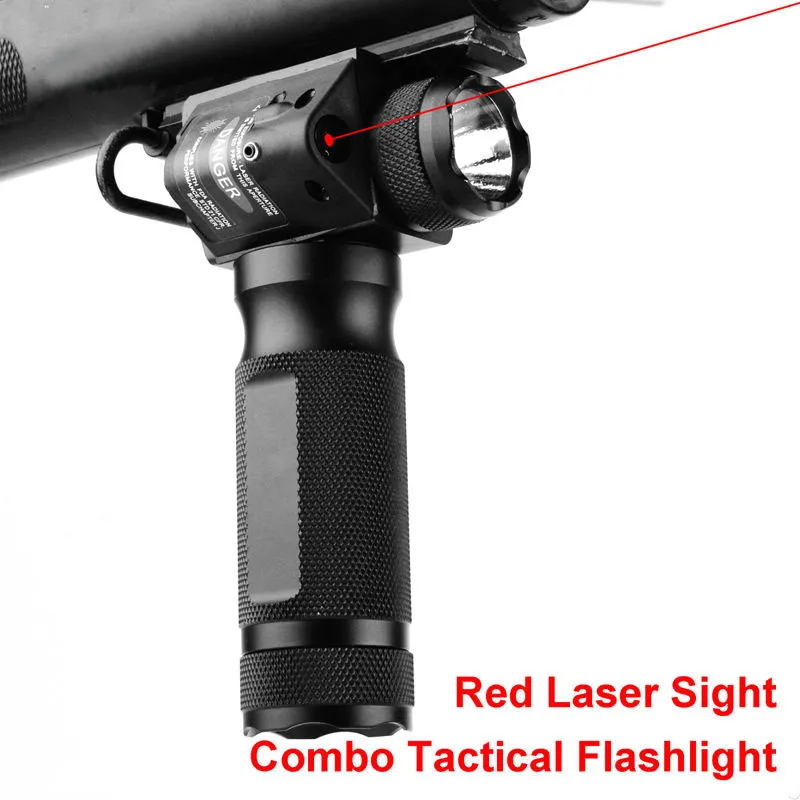 Tactical Foregrip Hand Grip CREE LED Flashlight Red Laser Sight Fit 20mm Rail
