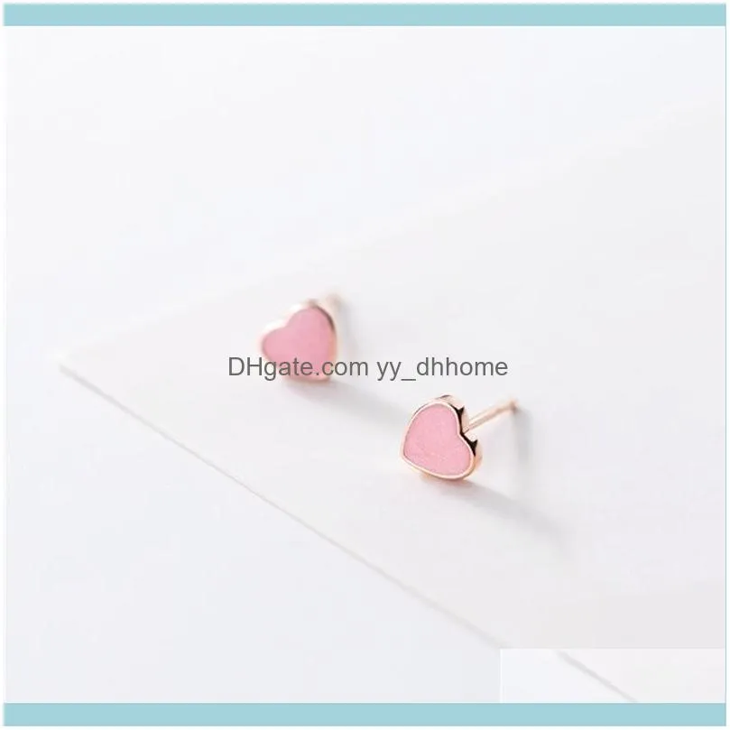 Other Sole Memory Pink Heart Summer Cool Sweet 925 Sterling Silver Fashion Female Stud Earrings SEA745