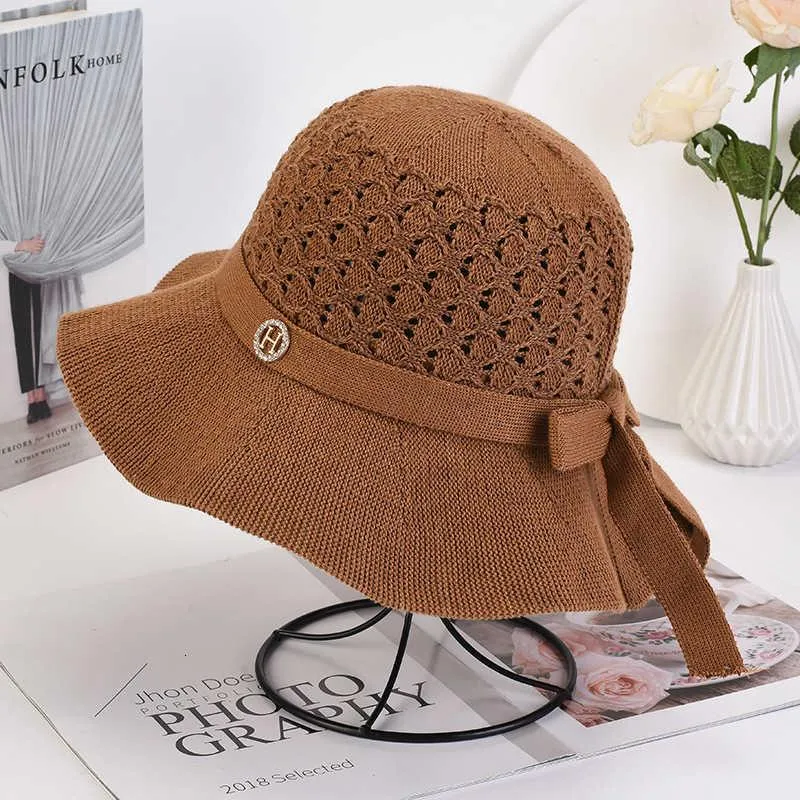 bucket hat 2021 knitted fisherman's Hat Women's spring summer big ee sunscreen Cotton Yarn foldable casual versatile