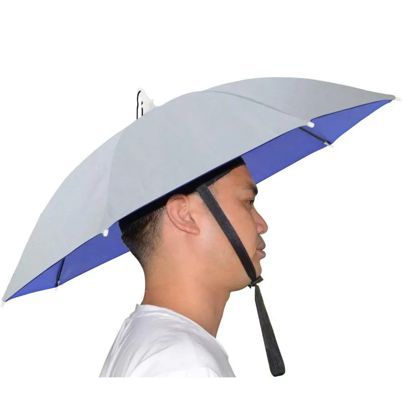 Sombrero de paraguas, protector solar de 25.6 in, resistente al viento,  manos libres, para montar en la cabeza, plegable, para adultos y niños