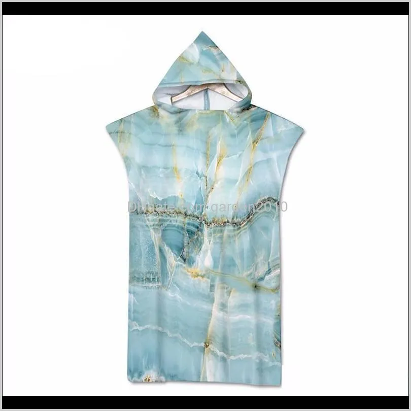 summer holiday hooded beach towel microfiber marble print changing robe poncho surf towel for swimming outdooor bathrobe wetsuit