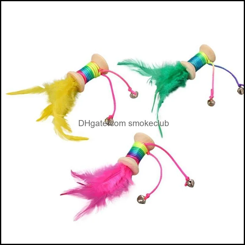 Cat Toys Cats Feather Toy Wooded Ball With Bell And Colorful For Interactive Pet Playing