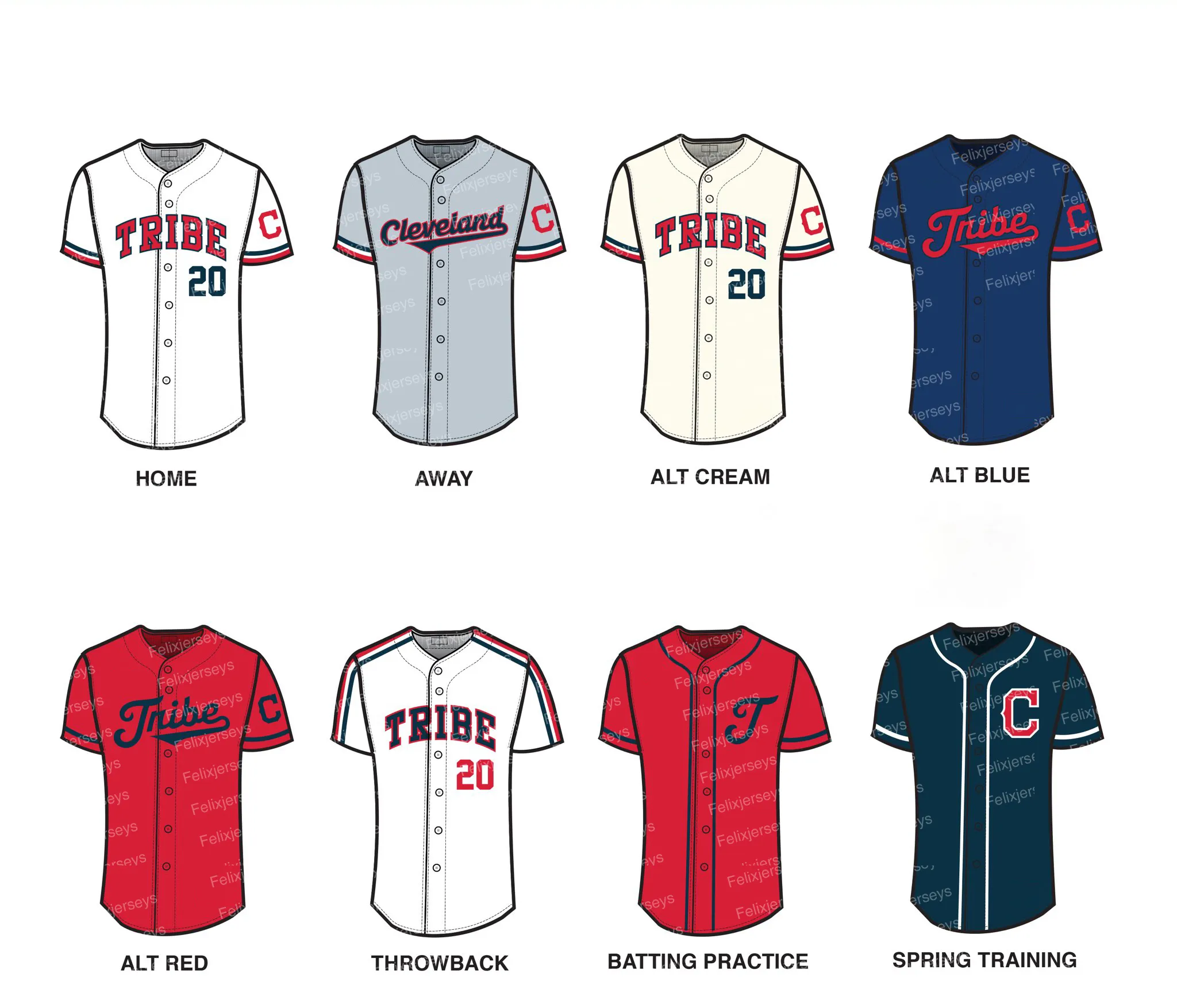 Cleveland Tribe Baseball Jersey 57 Shane Bieber 11 Jose Ramirez 7 Cesar