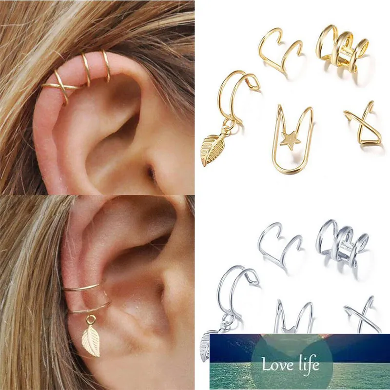 LETAPI Gold Star Leaf Non Piercing Ear Clip Cartilage Hoop