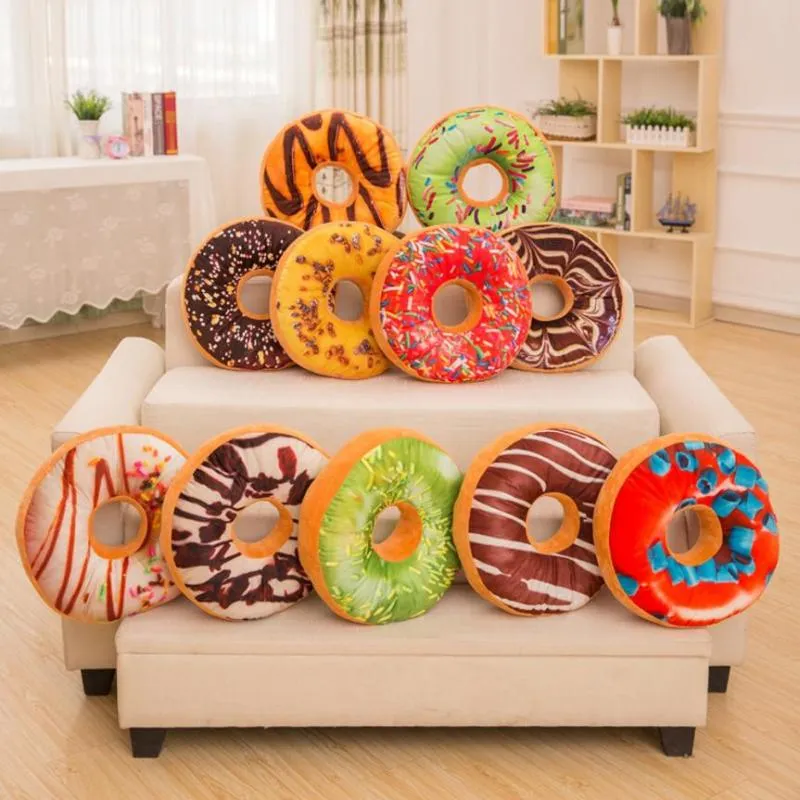 Mjuk plysch kudde fylld sittplats söt donut mat kudde täcker fodral leksaker bäddsoffa hem dekoration #08 kudde/dekorativ