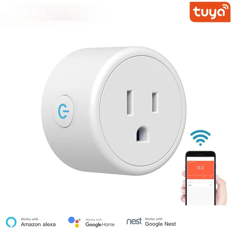 SMART MINI US WIFI CLOP with Growge Protector 110-230V Voice Control Smart Socket Work with Alexa Google Home Tuya App