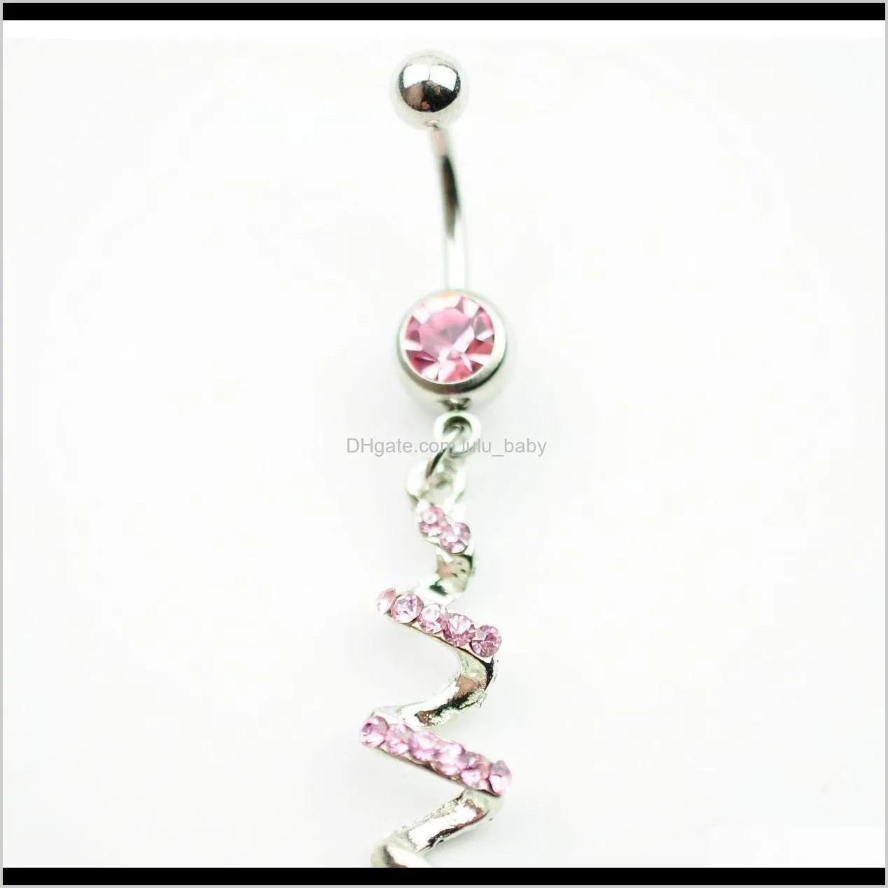 d0013-1 ( 2 ) piercing body jewelry new style navel belly ring clear & pink colors stone drop shipping i9ioo