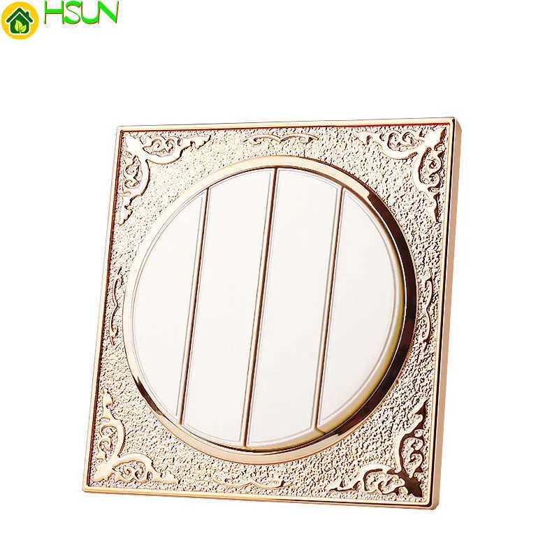 Champagne Gold Round 86 Dolda Vägg Badrum Yuba Switch Panel 4 Gang 1 2 Way Universal