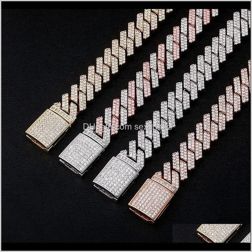 new design 14mm ice out diamond cuban link bracelet in yellow gold hip hop jewelry for men and women gifts