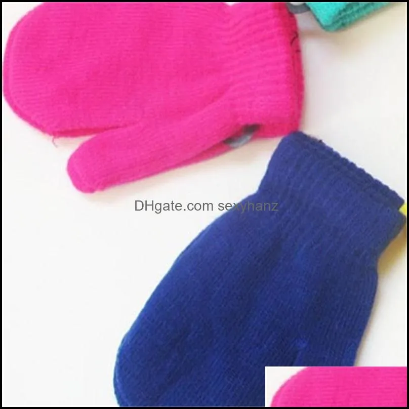 Children Glove Thickening Keep Warm Knitting Student Solid Color Woman Man Five Finger Mittens Winter 1 7lp K2