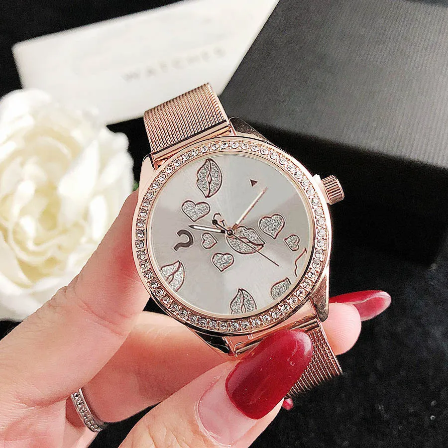 Brand Watches Women Lady Girl Big Letters Crystal Question Mark Style Metal Steel Band Quartz Wrist Watch GS 492099