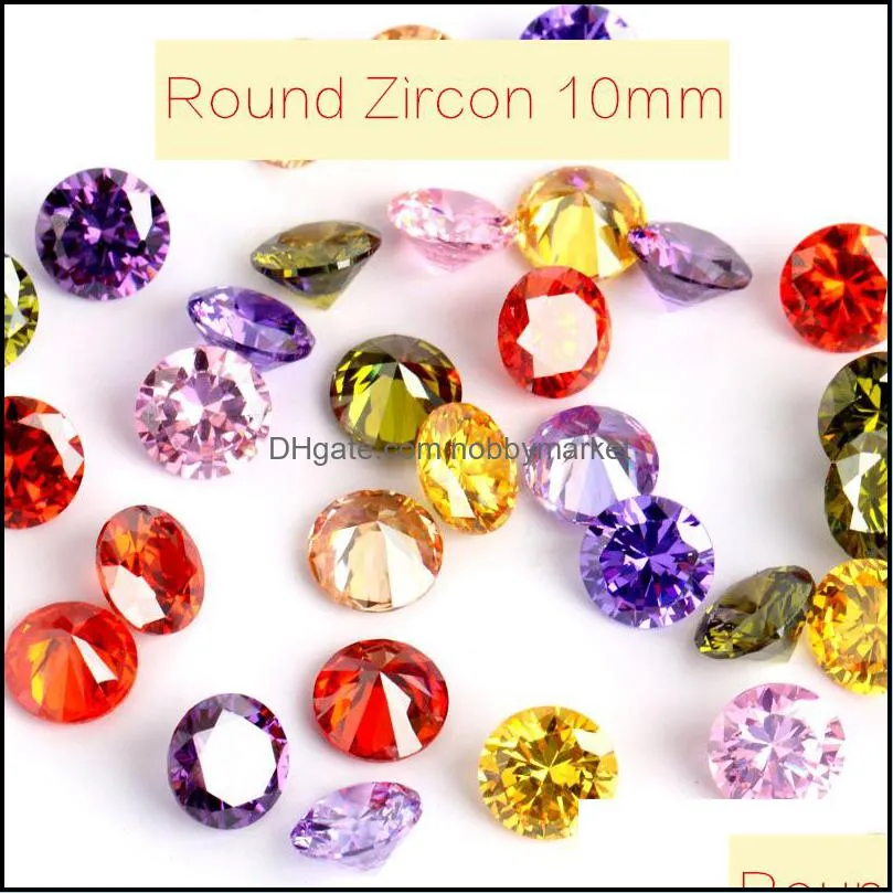 Lösa ädelstenar smycken 50pcs / lot super flash colorf zircon pekad botten rhinestones artificiell ädelsten dekoration 10mm dropp leverans 202