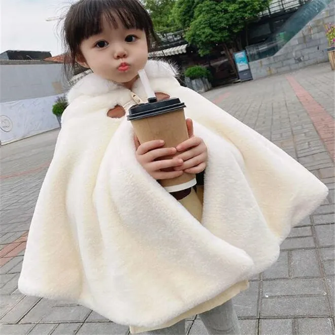 Designer bébé fille garçons creux fausse fourrure poncho hiver bébé