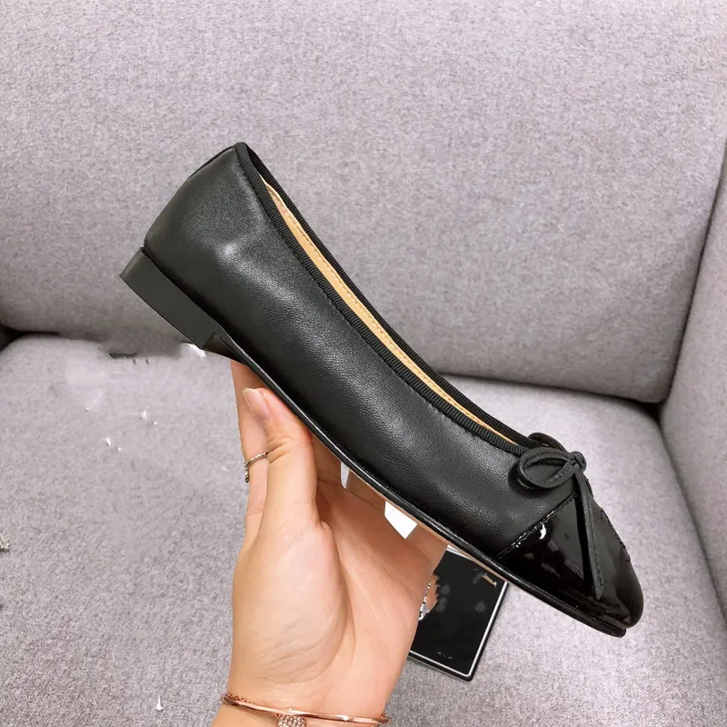 2021Women`s shoes lulu af1 flat bottom multifunctional shallow mouth temperament ballet bow small fragrance autumn round head High grade leather sole box size 34-42