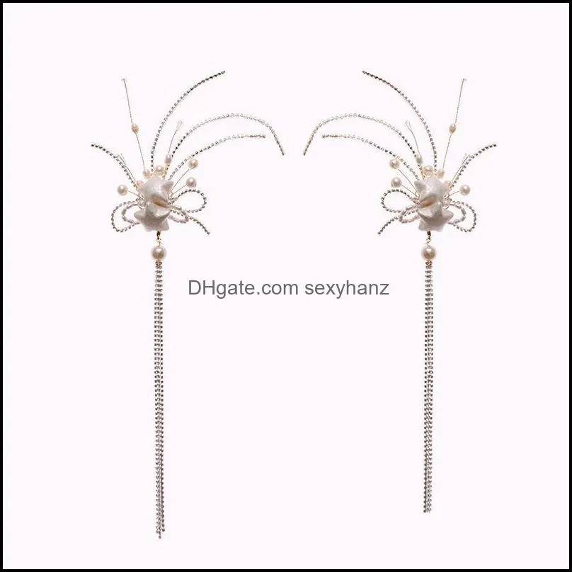 Hair Clips & Barrettes White Stars Tassel Hairpin Chinese Style Side Clip Styling Piece For Women Travel Pography BN