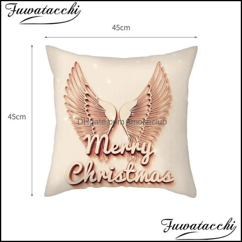 Fuwatacchi Cushion Cover Santa Claus Pillowcase Livingroom Sofa Car Chair Decorative Pillows Cover Xmas Elk Gifts Pillow Case