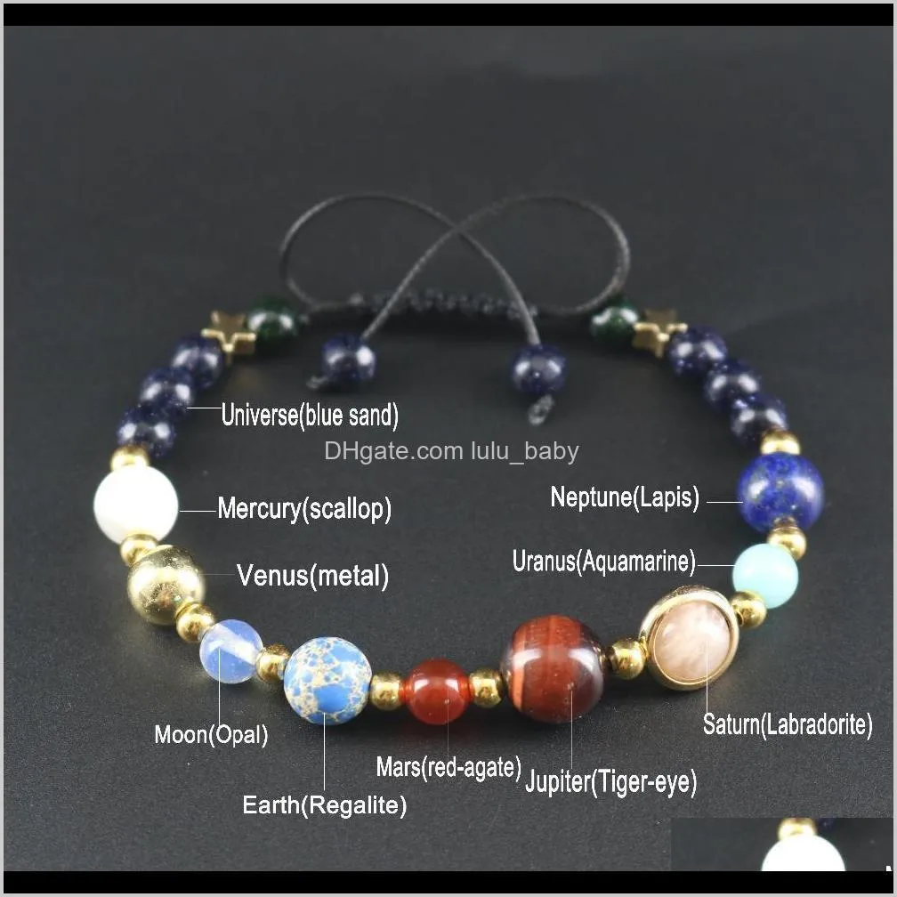 handmade universe galaxy the eight planets in the solar system guardian stars stones beads women wrap bracelets bangles