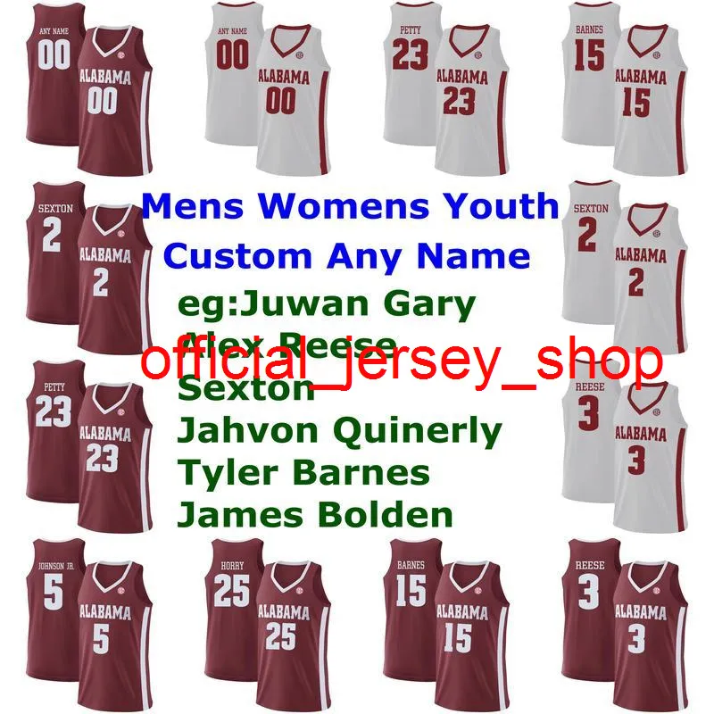 Alabama Crimson Tide koszulki Jahvon Quinerly Jersey Tyler Barnes James Bolden Adam Cottrell College koszulki koszykarskie męskie szyte na zamówienie