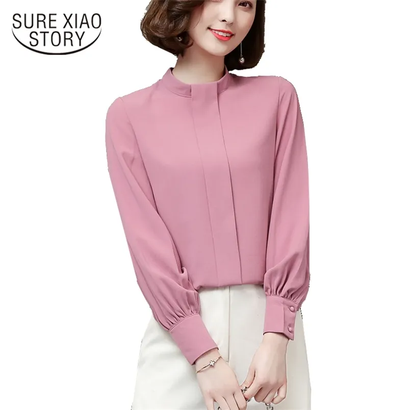 arrived Spring blouse women shirt female fashion loose long sleeved chiffon office lady tops D236 30 210506
