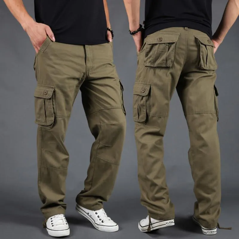 Męskie spodnie Jesień Multi-Pocket Casual Mężczyźni Wojskowy Tactical Jogger Cargo Mężczyzna Bawełniane Spodnie Na Zewnątrz Trekking Dryczek