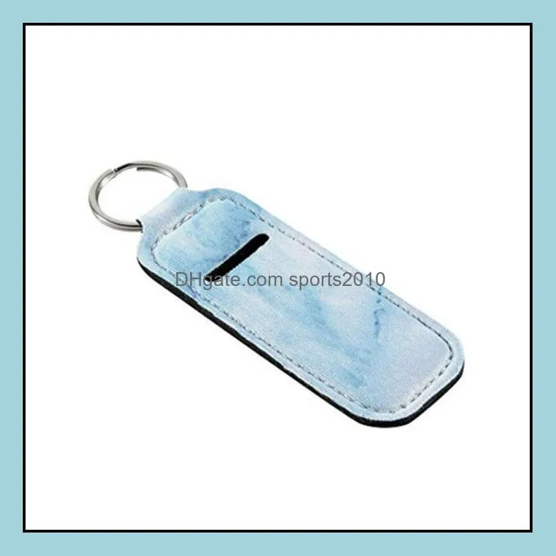 New Marble Color Neoprene Chapstick Holder Handy Lip Balm Keychains Neoprene Lipstick Holder Keychain Pouch LX2056