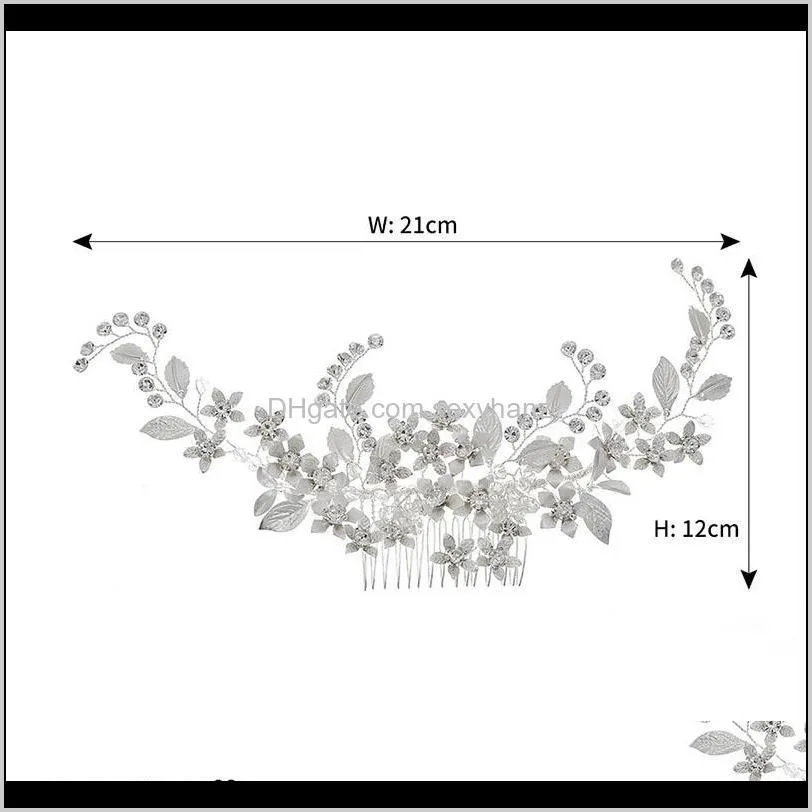 bridal wedding hair accessories shining crystal hair combs flower leaf headpieces for bride noiva decor jewelry ornaments