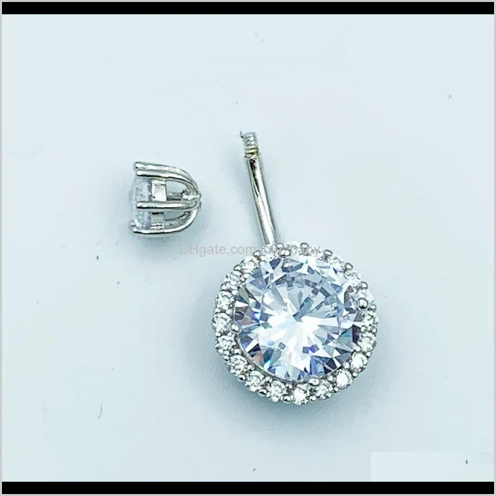 925 sterling silver belly ring cubic zircon belly bar navel piercings jewelry