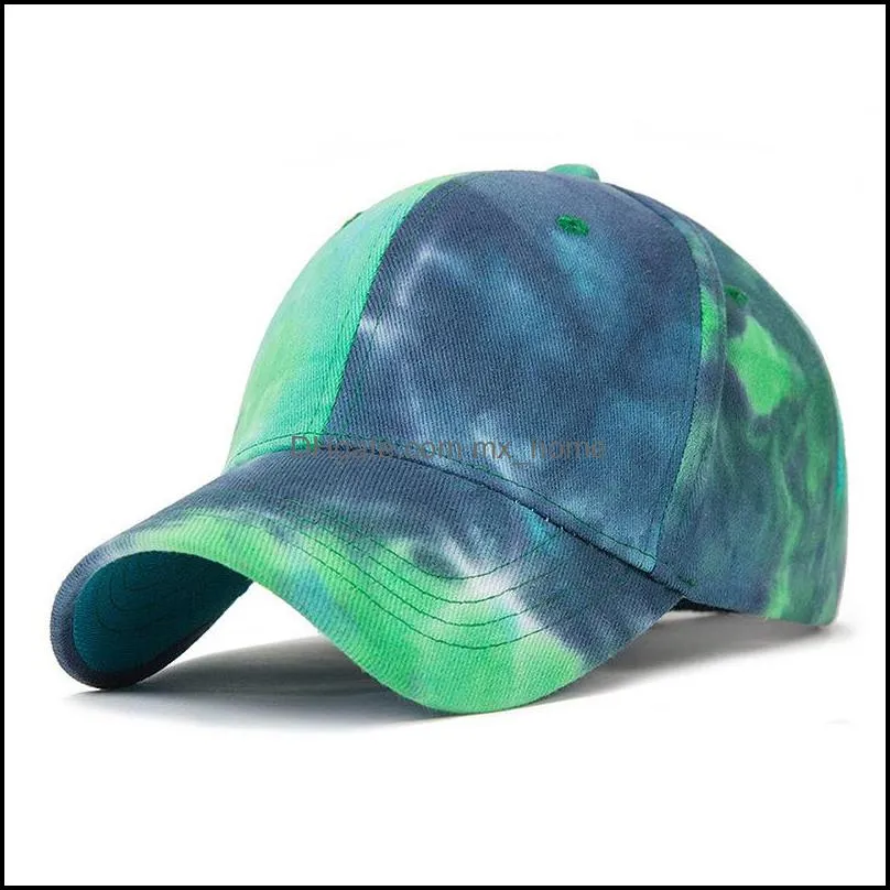 Tie dye Baseball Cap Unisex Cotton Adjustable Visor Ponytail Caps Summer Outdoors Fashion Colored Sun Hat Teenage Graffiti Pony Hats