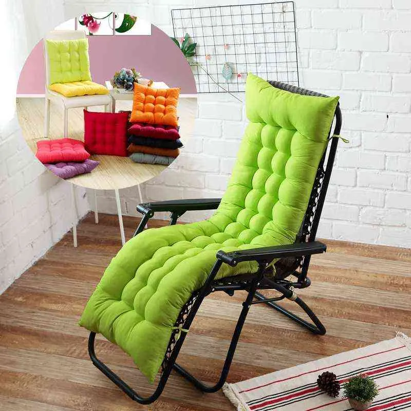 Långkudde Recliner Chair Tjocken Soffa Sittkuddar Garden Lounger Mat 211110