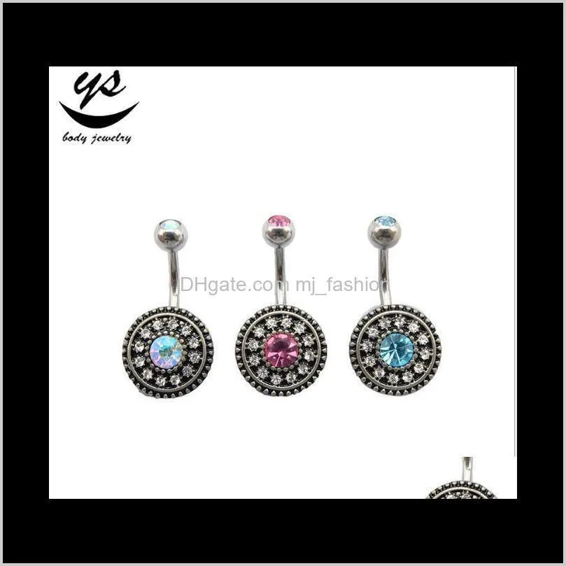 rhinestone bohemian stainless steel jewelry navel bars silver belly button ring navel body piercing jewelry ps2029