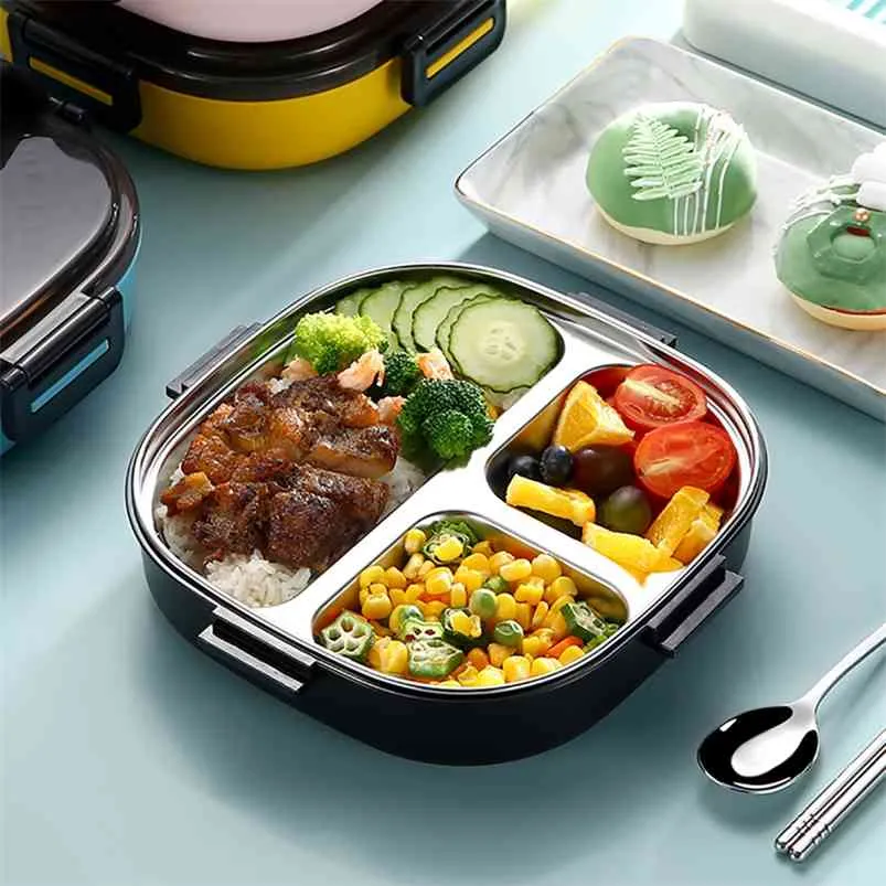 Lunch Box per bambini Contenitore per alimenti riscaldato Lancheira Termica Accessori da cucina Bento Acciaio inossidabile Meal Prep Comida 210423