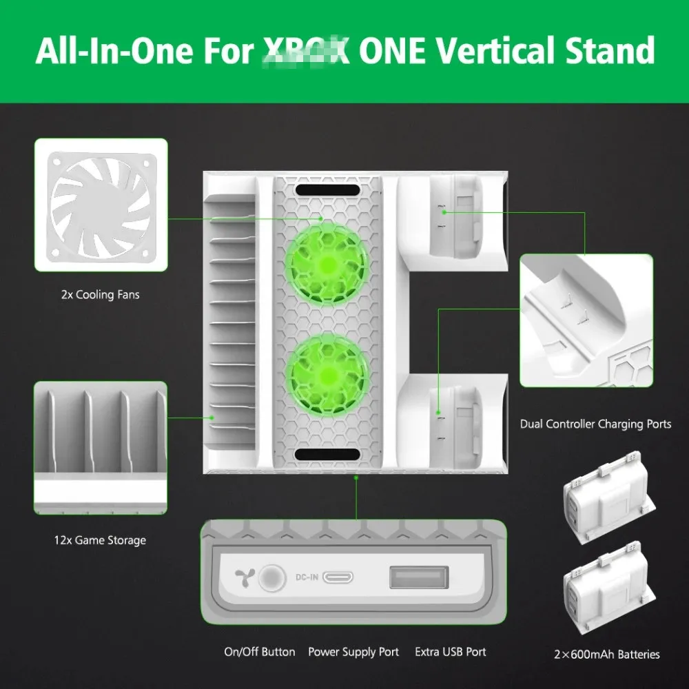 Stations Dual Controller Charger Cooling Vertical Stand Games Storage Charging Docking Station