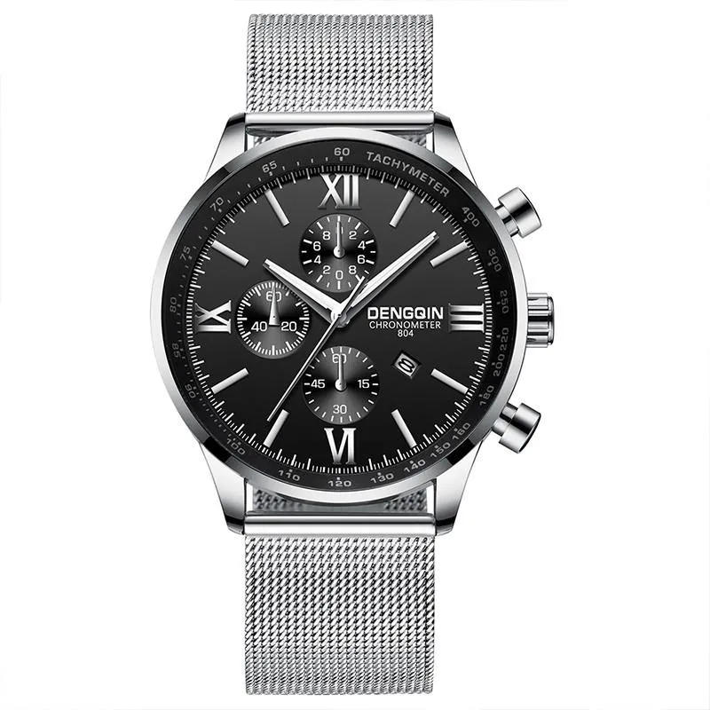 Wristwatches DENGQIN Fashion Simple Brand Men s Watches Stainless Steel Strap Buckle Mens Clock Quartz Analog Date Wrist Relo1712