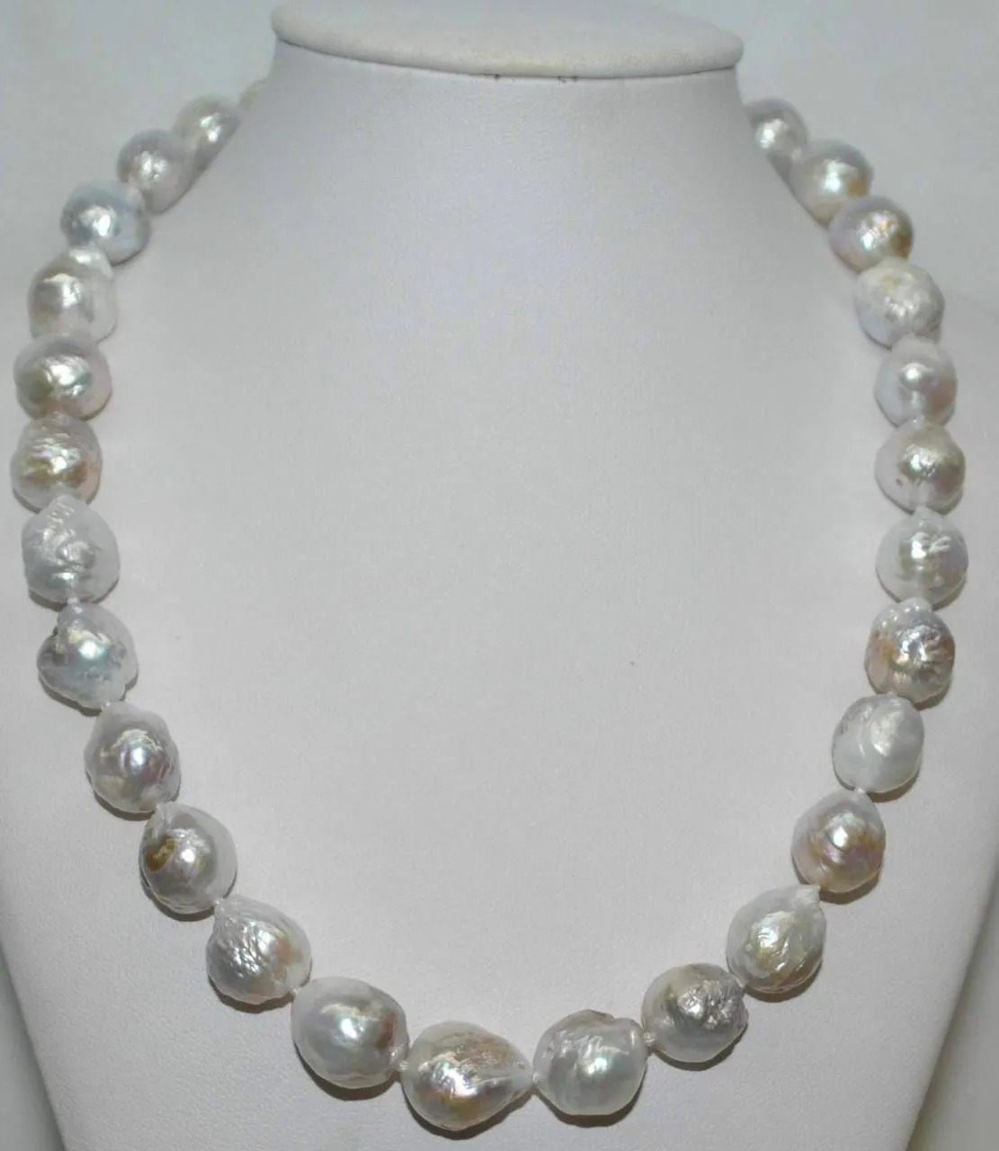 Hand knotted necklace 11-13mm white classic baroque freshwater pearl 45cm fashion jewelry