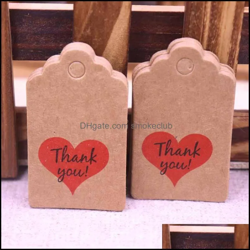 Gift Wrap 100Pcs DIY Made With Heart A Variety Of CARDS Paper Tags Scallop Head Label Luggage Weddingprice Hang Tag 5x3cm In 2021