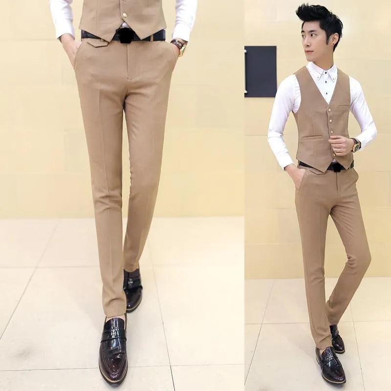 Costumes pour hommes Blazers Nice Men Boutique Cotton Fashion Robes de mariée de couleur pure Costume Pantalon / Homme Premium Brand Slim Business Pantalon