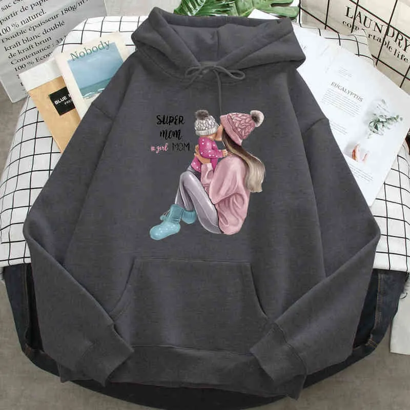 Maman Cadeau Mignon Bébé Imprimer Sweat Hommes À Capuche Automne Polaire À Capuche Harajuku Rétro Streetwear Haute Qualité Dessin Animé Hommes Hoodies H1227