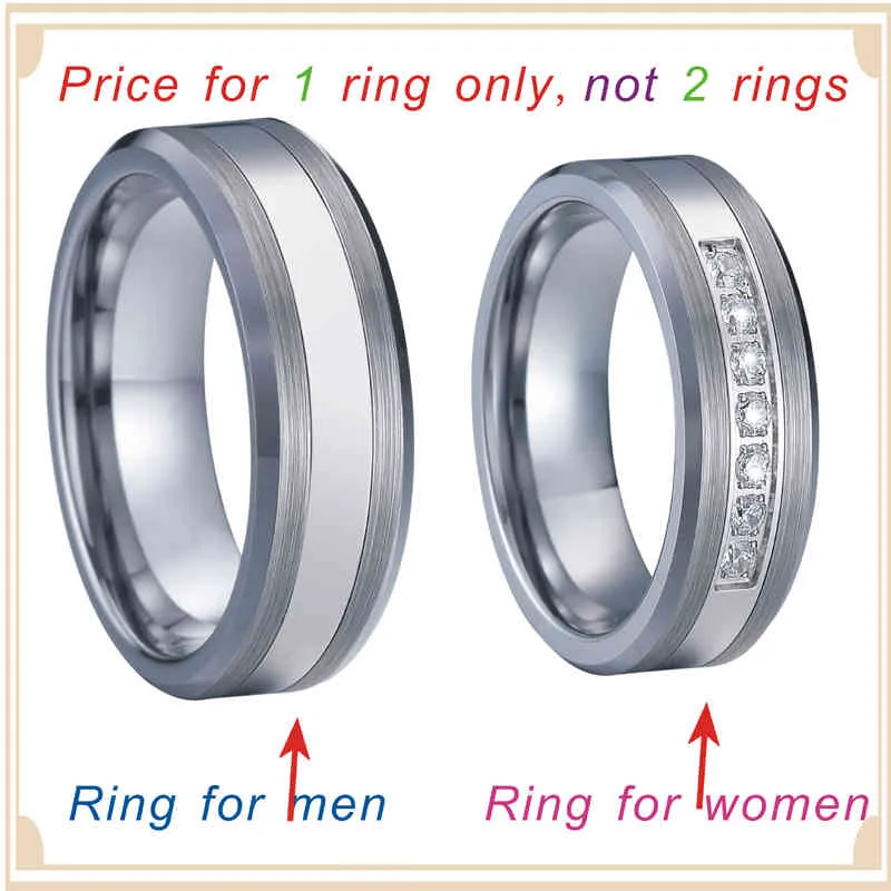 Tungsten Wedding Band Mens male Rings silver color anillos anel bague titanium Couple jewelry female Rings for women (8)