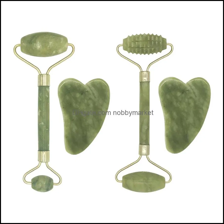 Roller Natural Jade Face Massager Gua Sha Scraper Set Gouache Guasha Tool Designer Body Wholesale 860O