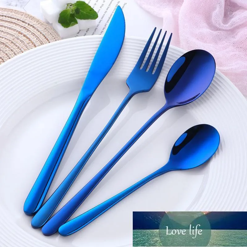 4PCS Stainless Steel Dinnerware Set Korean Cutlery Set Dinner Knife Fork Spoon Rainbow Portable Tableware Utensils Home1 Factory price expert design Quality