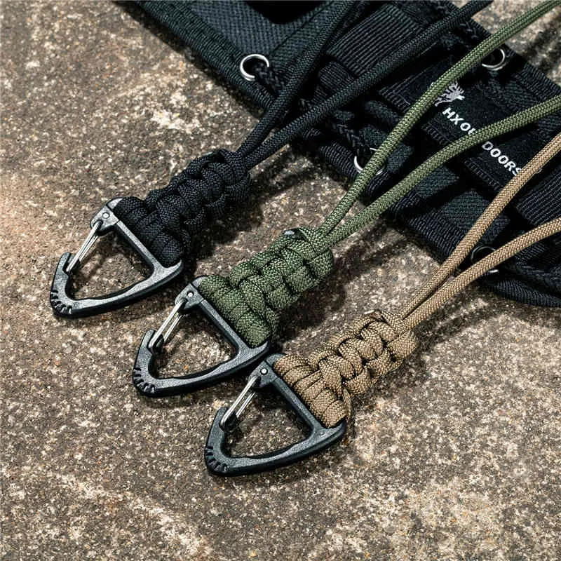 Mkendn Paracord Chaveiro Lanyard Triângulo Fivela De Alta resistência Parachute Cordão Defesa de Emergência Sobrevivência Backpack Chaveiro