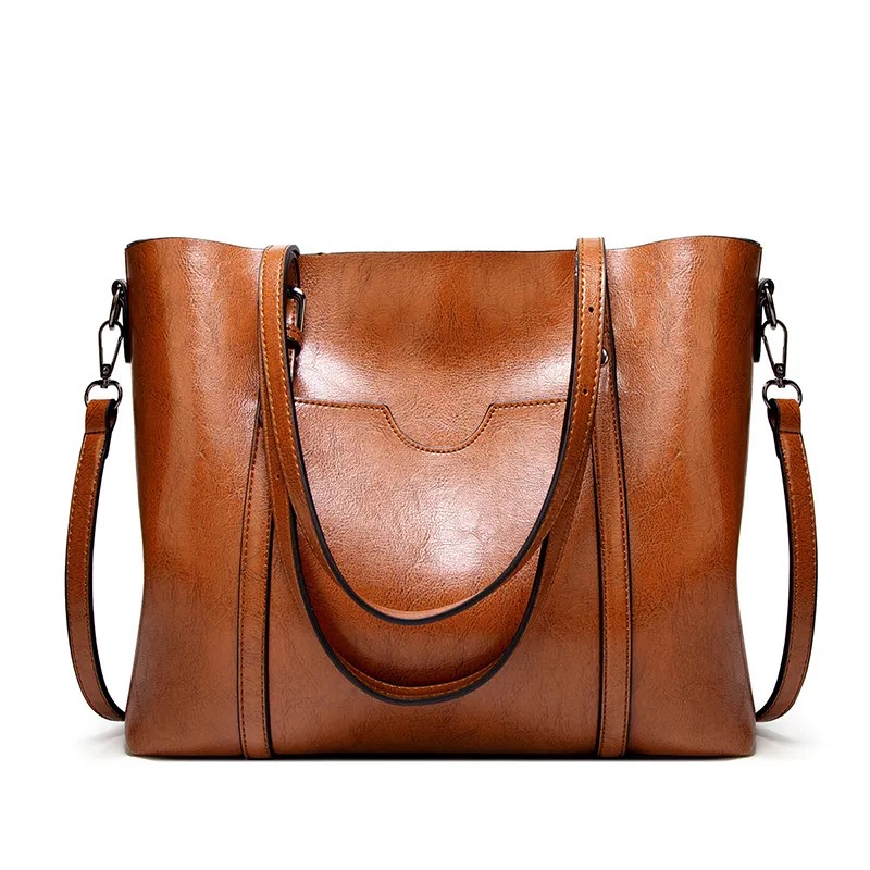 HBP womens purses handbags Oil Wax Leather Large Capacity Tote Bag Casual Women ShoulderBag Grey 06